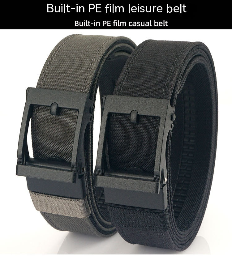 Outdoor Casual Dual-use Men's Automatic Buckle Belt Thickened Hardened Double-layer Hanging