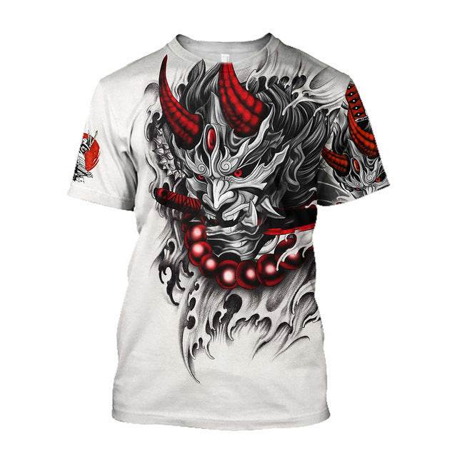 3D Men's T-shirt Samurai Printed T-shirt Loose Round Neck - Avalon