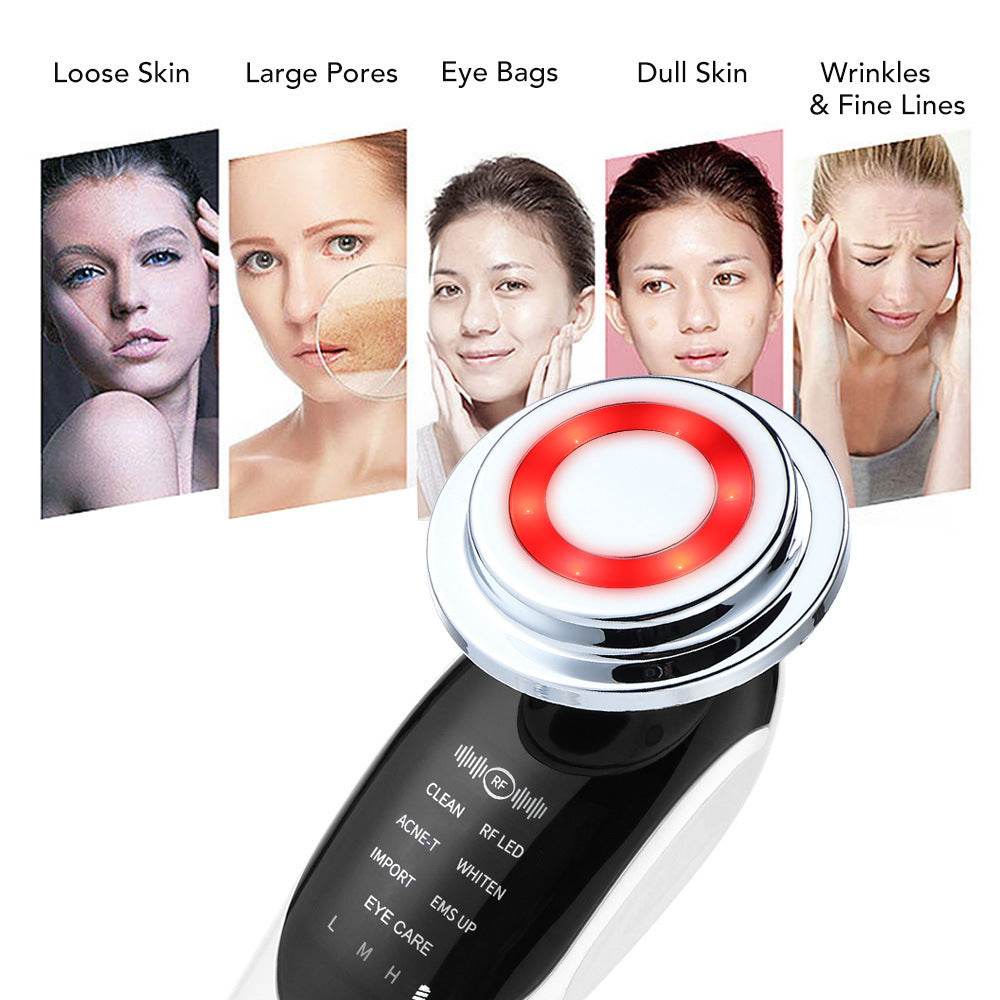 7-in-1 Facial Massager EMS Micro-current Color Light Vibration LED Beauty Purifying Introducer Skin Care Beauty Device - Avalon
