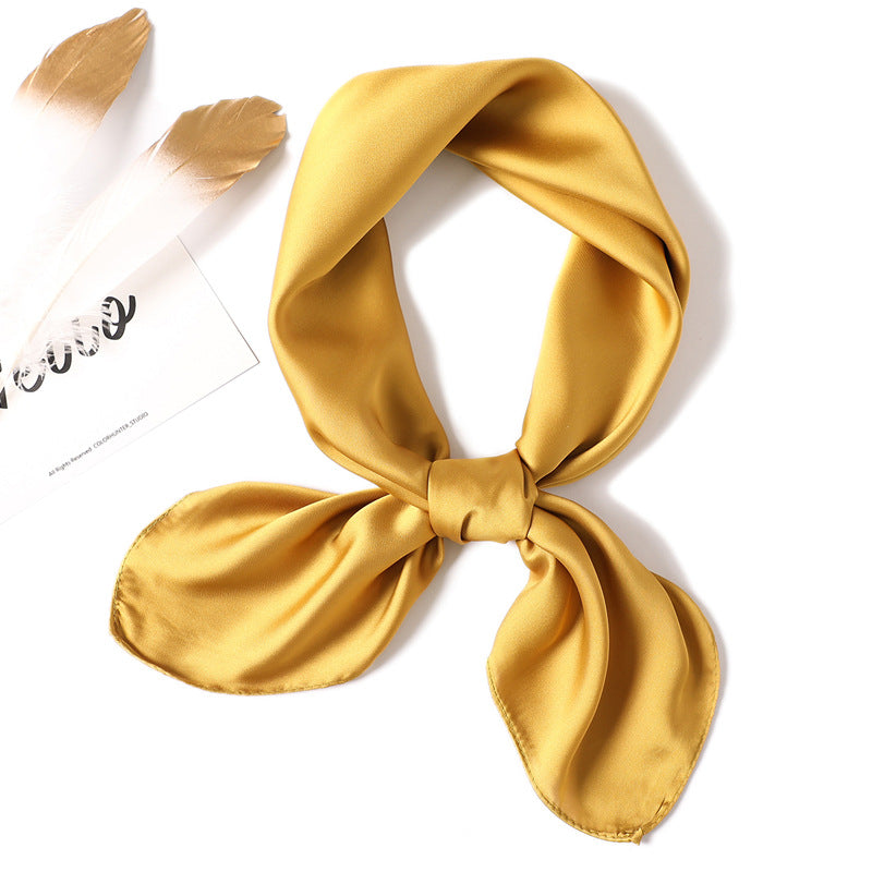 Simple Solid Color Silk-like Hair-tied Scarf