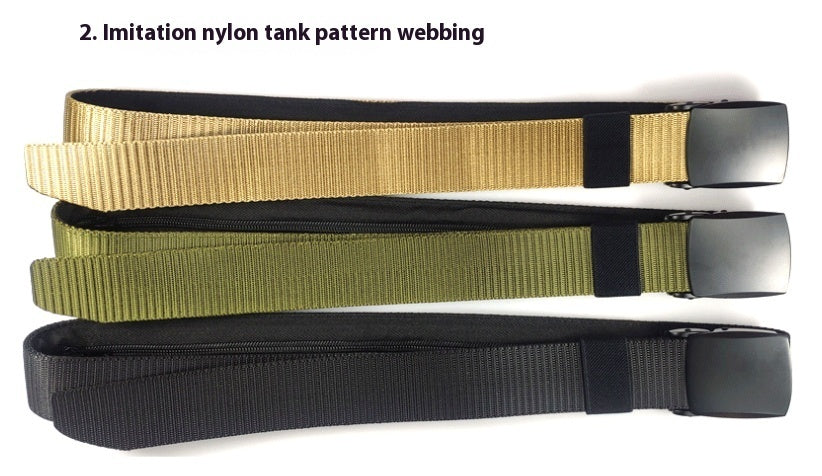 Tank Pattern Alloy Buckle Hidden Money Belt Invisible Zipper Purse Pant Belt