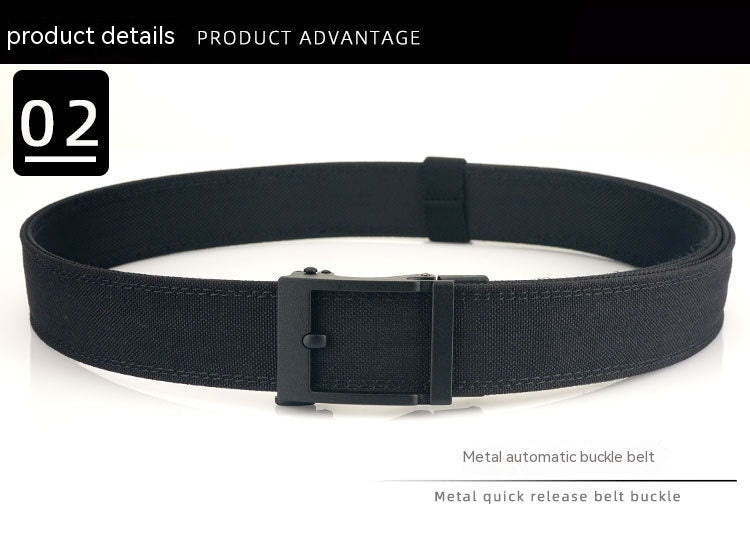 Outdoor Casual Dual-use Men's Automatic Buckle Belt Thickened Hardened Double-layer Hanging