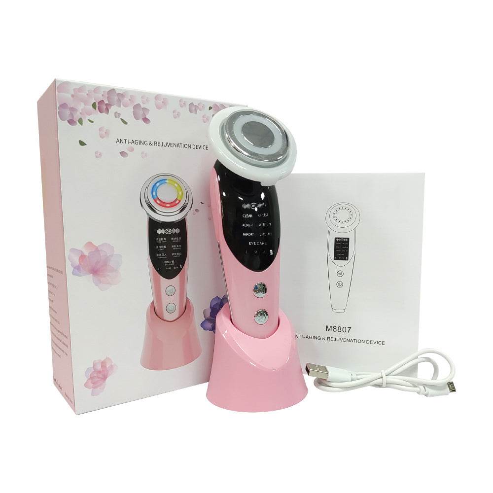 7-in-1 Facial Massager EMS Micro-current Color Light Vibration LED Beauty Purifying Introducer Skin Care Beauty Device - Avalon
