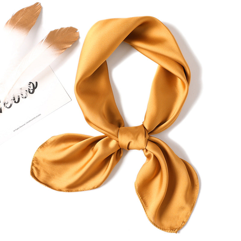 Simple Solid Color Silk-like Hair-tied Scarf