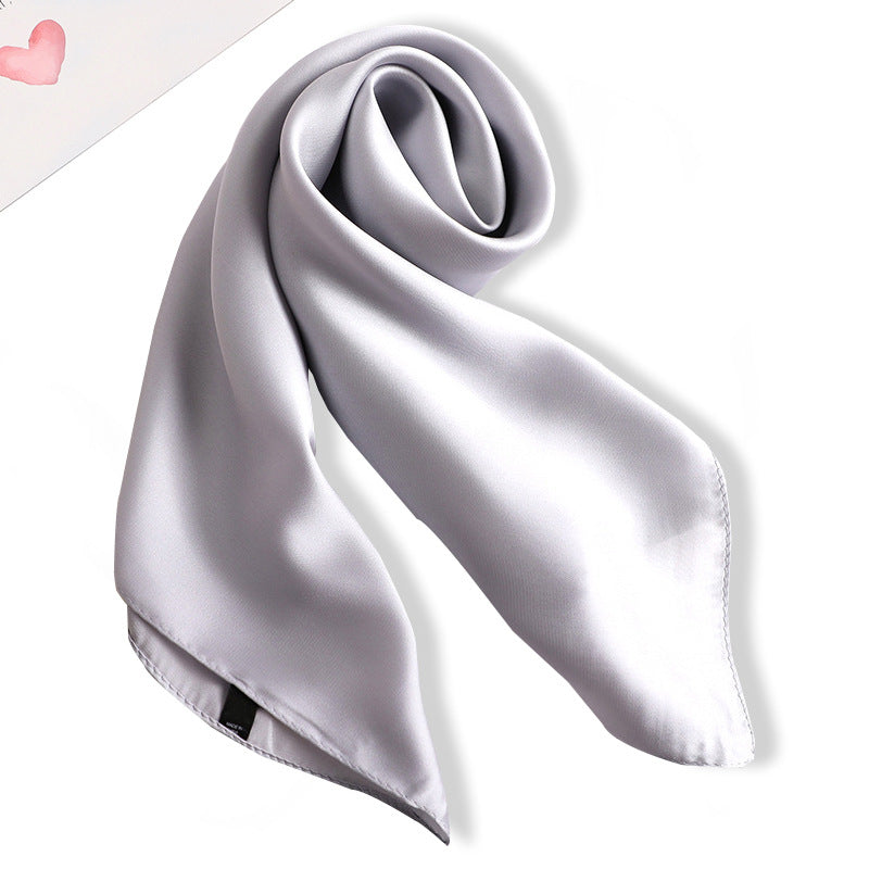 Simple Solid Color Silk-like Hair-tied Scarf