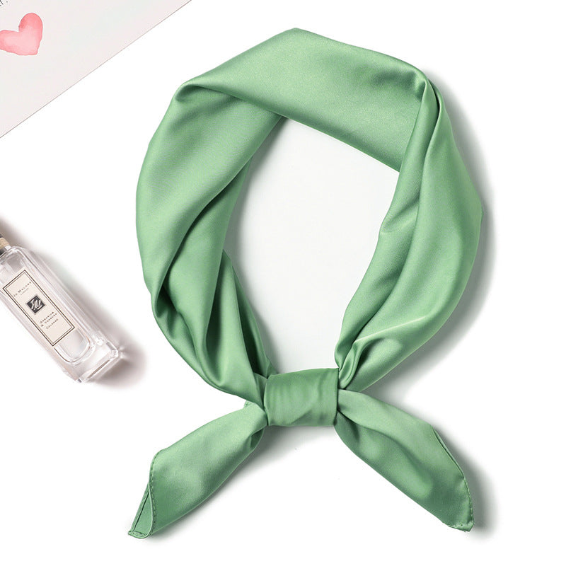 Simple Solid Color Silk-like Hair-tied Scarf