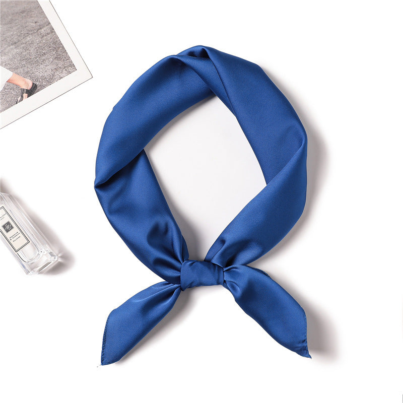Simple Solid Color Silk-like Hair-tied Scarf