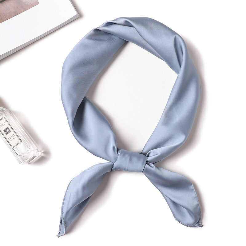 Simple Solid Color Silk-like Hair-tied Scarf