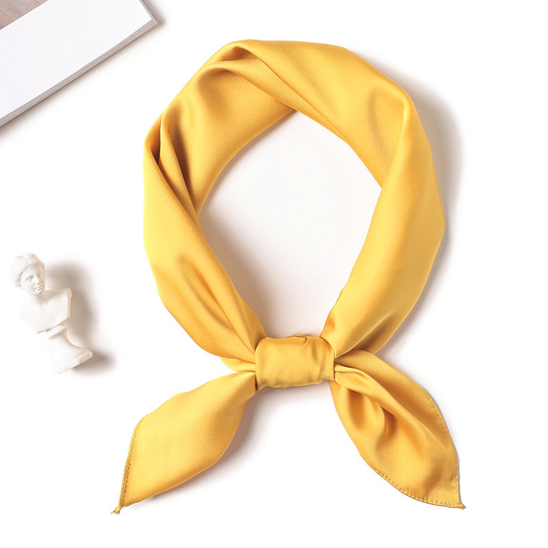 Simple Solid Color Silk-like Hair-tied Scarf