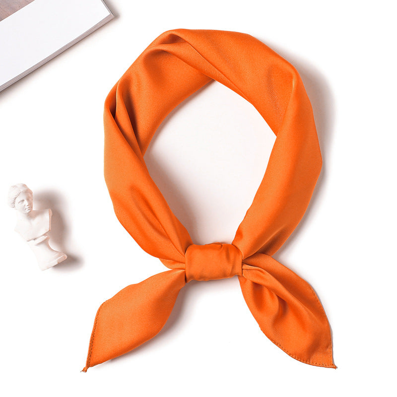 Simple Solid Color Silk-like Hair-tied Scarf
