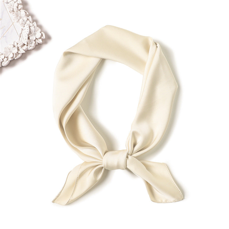 Simple Solid Color Silk-like Hair-tied Scarf