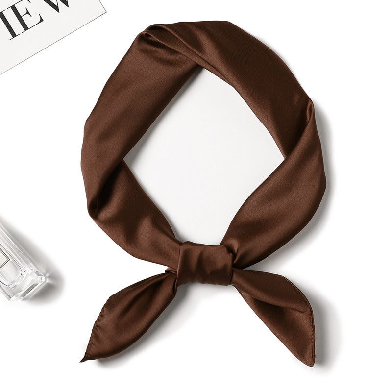 Simple Solid Color Silk-like Hair-tied Scarf