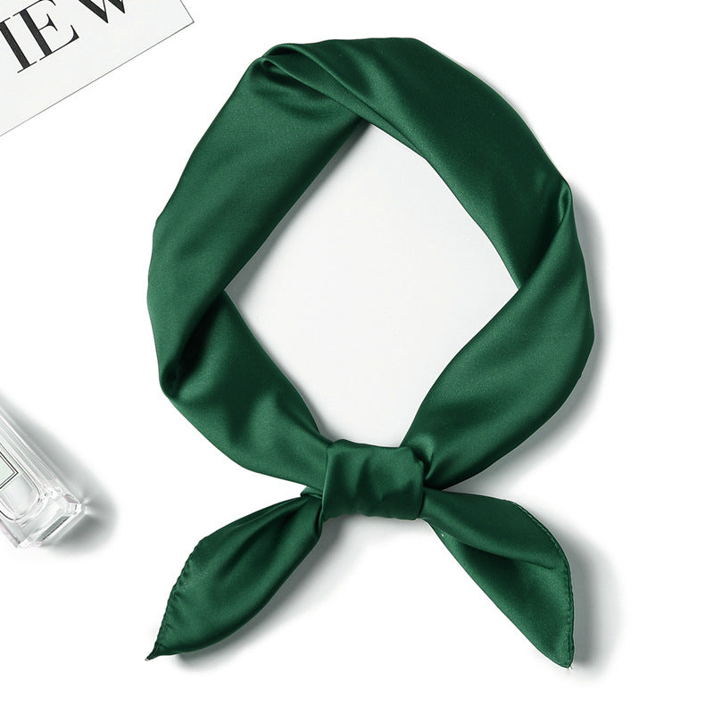Simple Solid Color Silk-like Hair-tied Scarf
