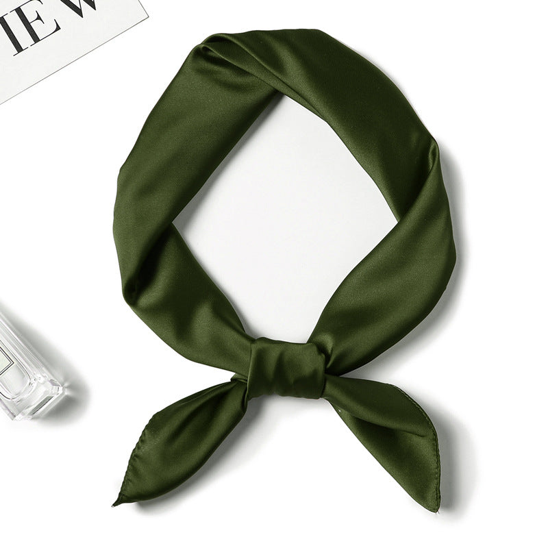 Simple Solid Color Silk-like Hair-tied Scarf