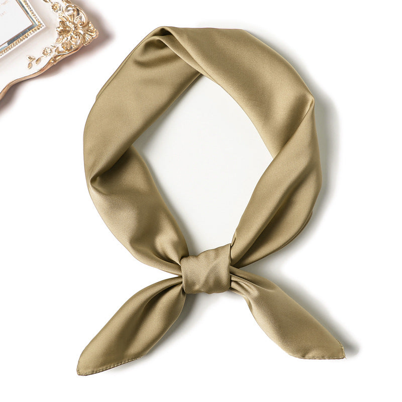 Simple Solid Color Silk-like Hair-tied Scarf