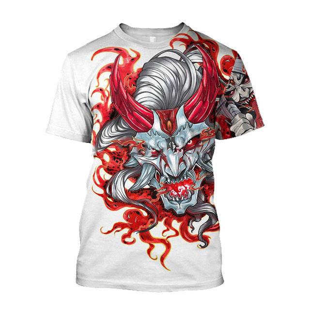 3D Men's T-shirt Samurai Printed T-shirt Loose Round Neck - Avalon