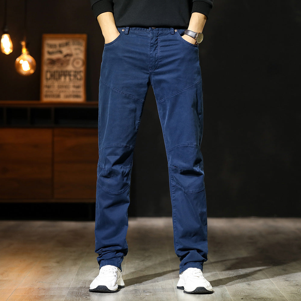 Pure Color All-matching Straight Loose Patchwork Casual Pants
