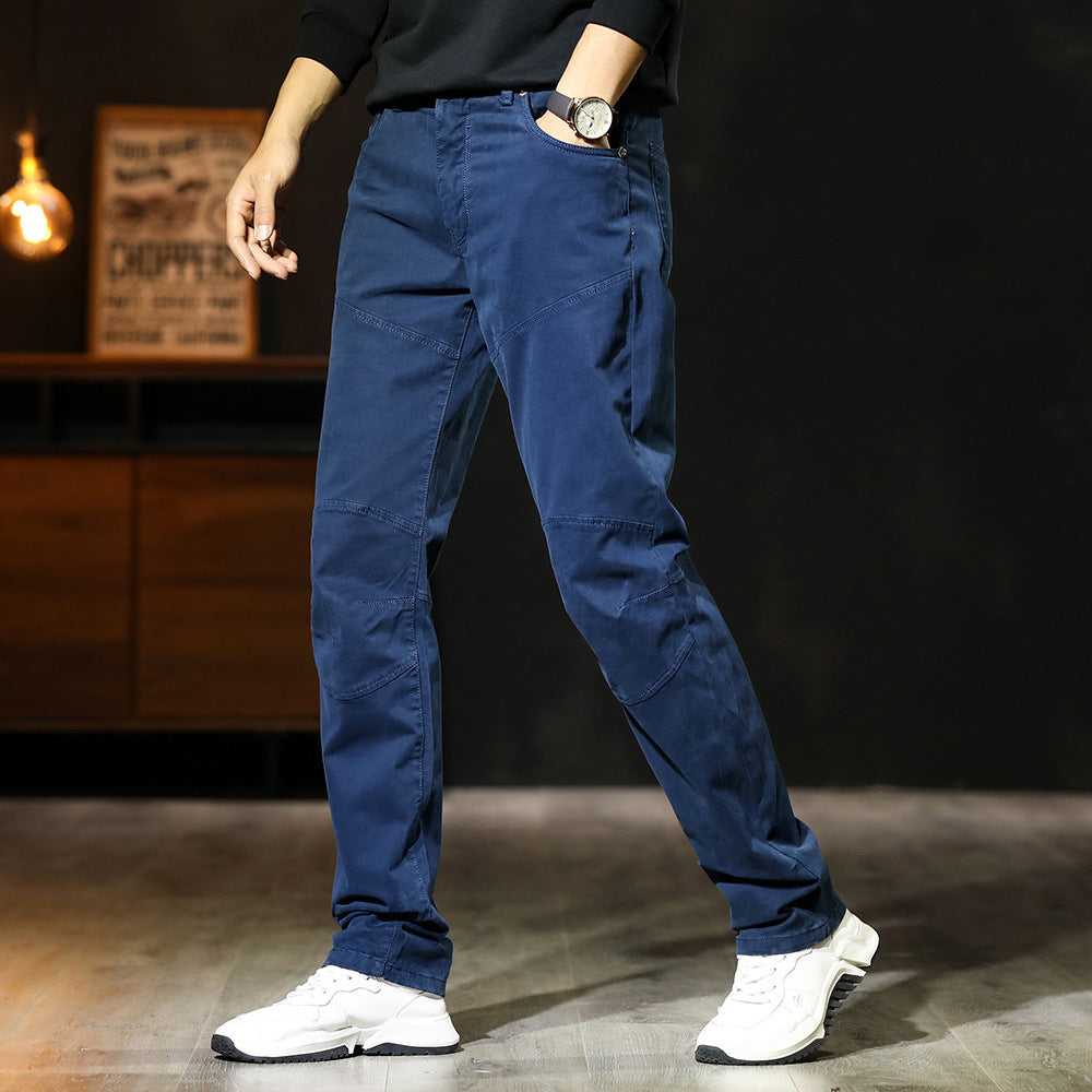 Pure Color All-matching Straight Loose Patchwork Casual Pants