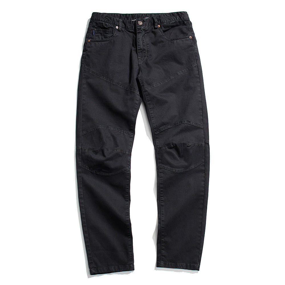 Pure Color All-matching Straight Loose Patchwork Casual Pants