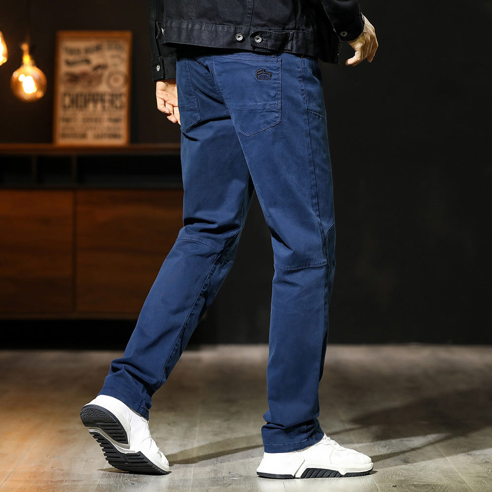 Pure Color All-matching Straight Loose Patchwork Casual Pants