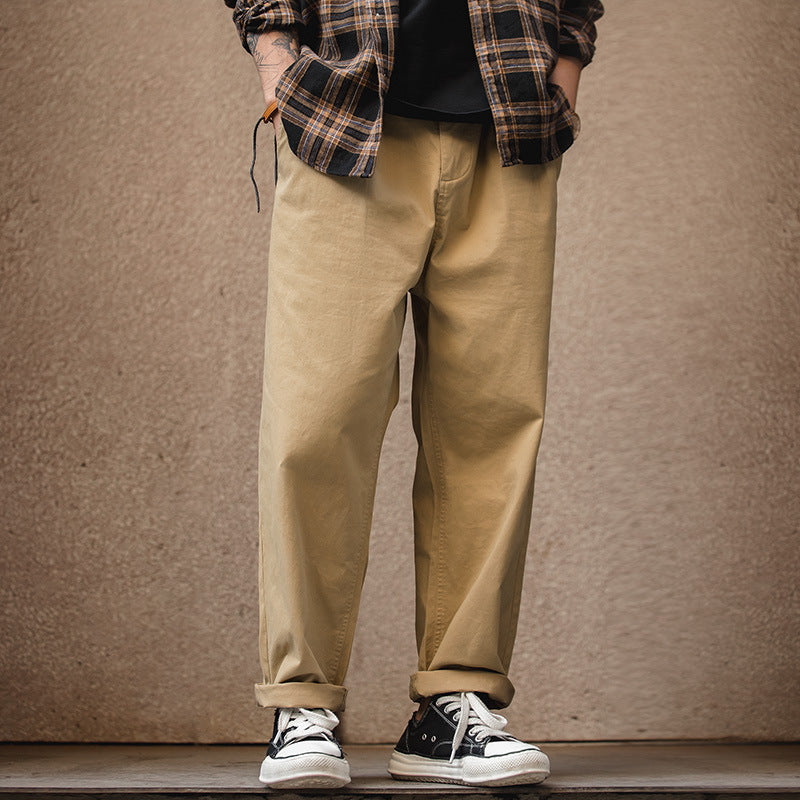 Spring And Autumn Army Green Loose Tight Ankle-tied Long Pants