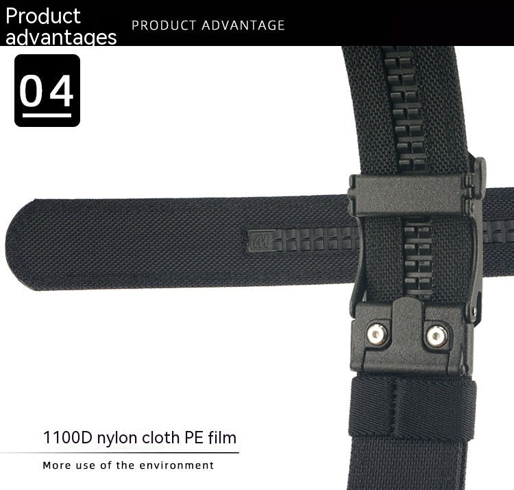 Outdoor Casual Dual-use Men's Automatic Buckle Belt Thickened Hardened Double-layer Hanging