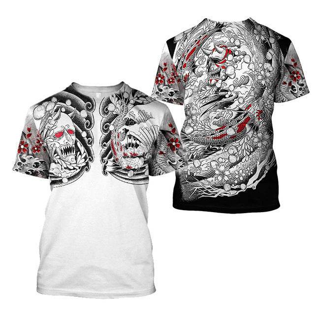 3D Men's T-shirt Samurai Printed T-shirt Loose Round Neck - Avalon