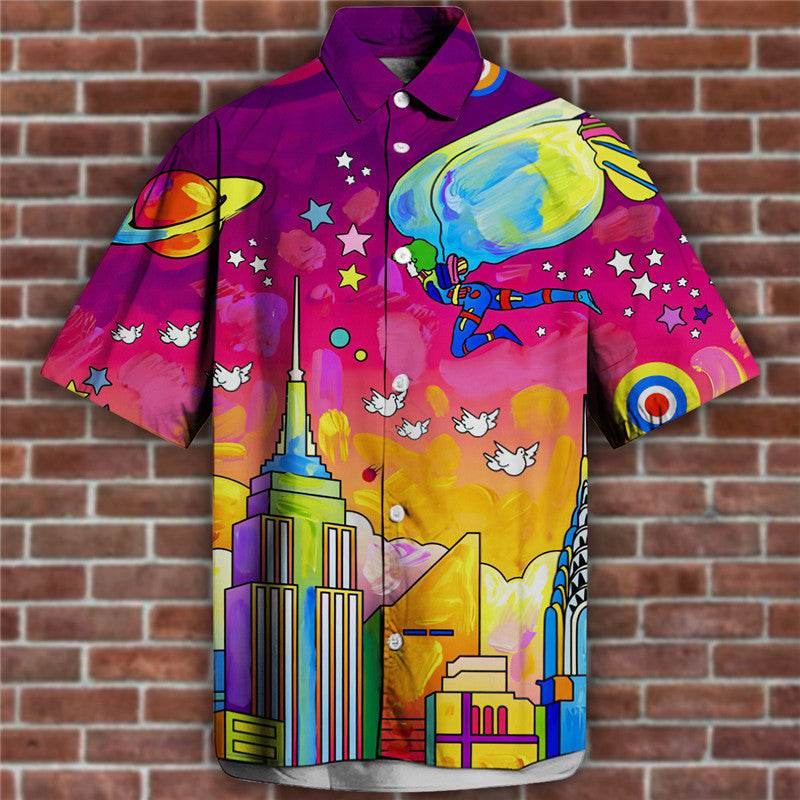 3D Personalized Printing T-shirt Summer Loose Short Sleeve Lapel Shirt Casual Streetwear Clothing For Men - Avalon