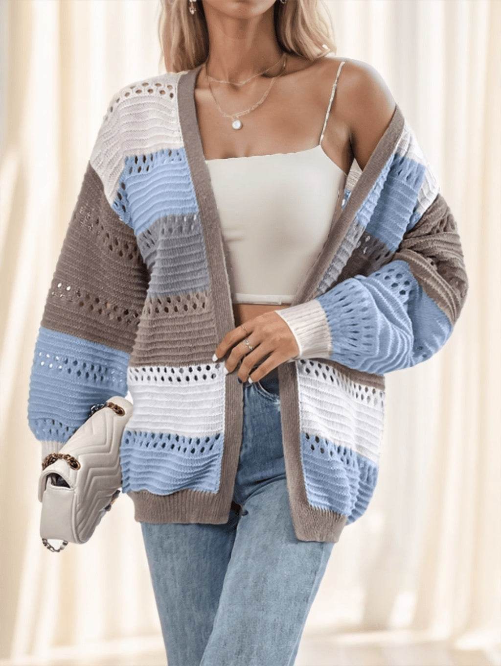 A Multicolored Striped Coat For Ladies - Avalon