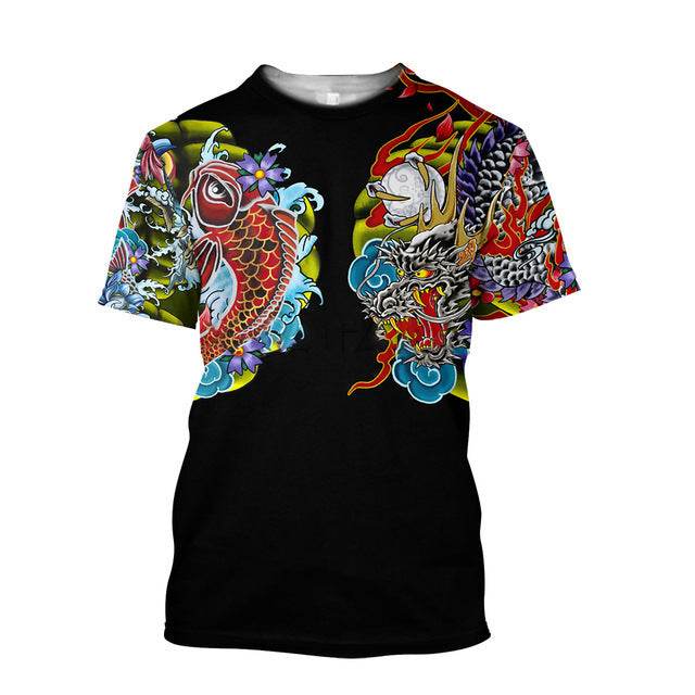 3D Men's T-shirt Samurai Printed T-shirt Loose Round Neck - Avalon
