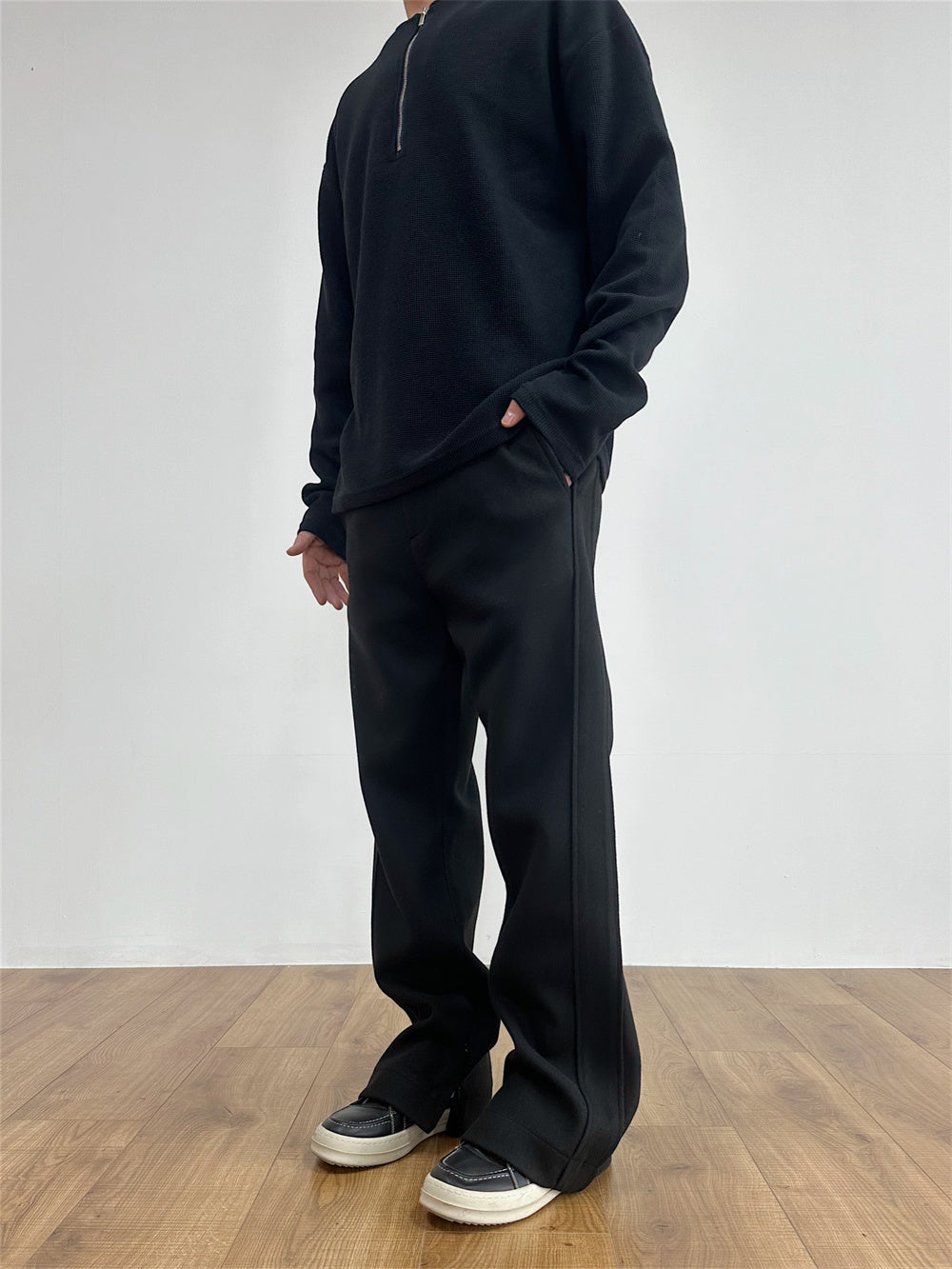 Woolen Warm 3D Cutting Extra Thick Side Zipper Pants