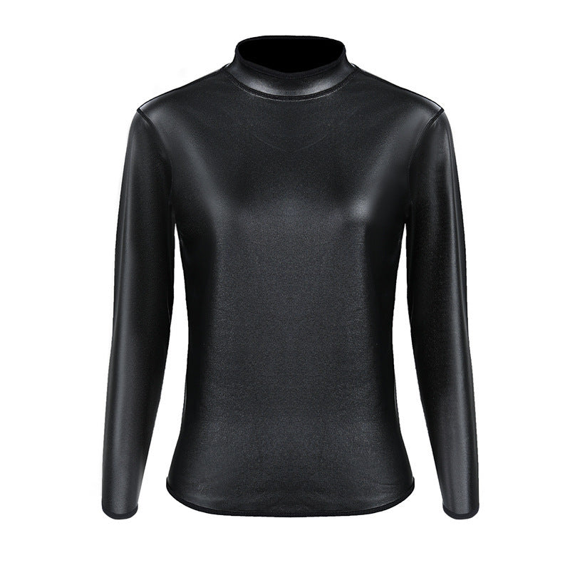 Body Shape Bodybuilding Slim Fit Middle-collar Long Sleeve Leather Coat