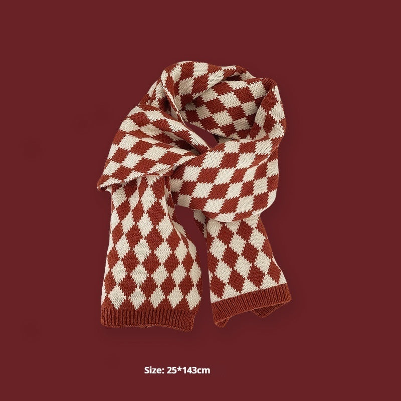 New Year Gift Red Lovers Wild Plaid Warm Wool Scarf