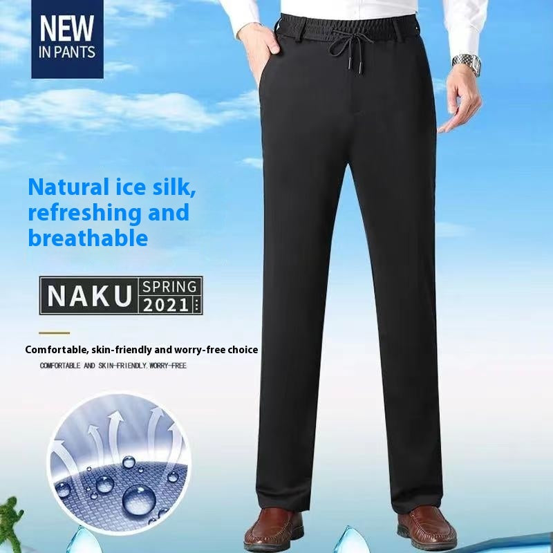 Summer Young And Middle-aged Elastic Waist Plus Size Draping Suit Pants