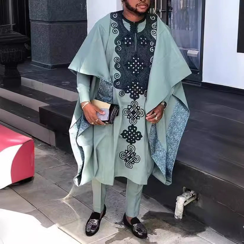 African Ethnic Print Casual Men's Three-piece Suit