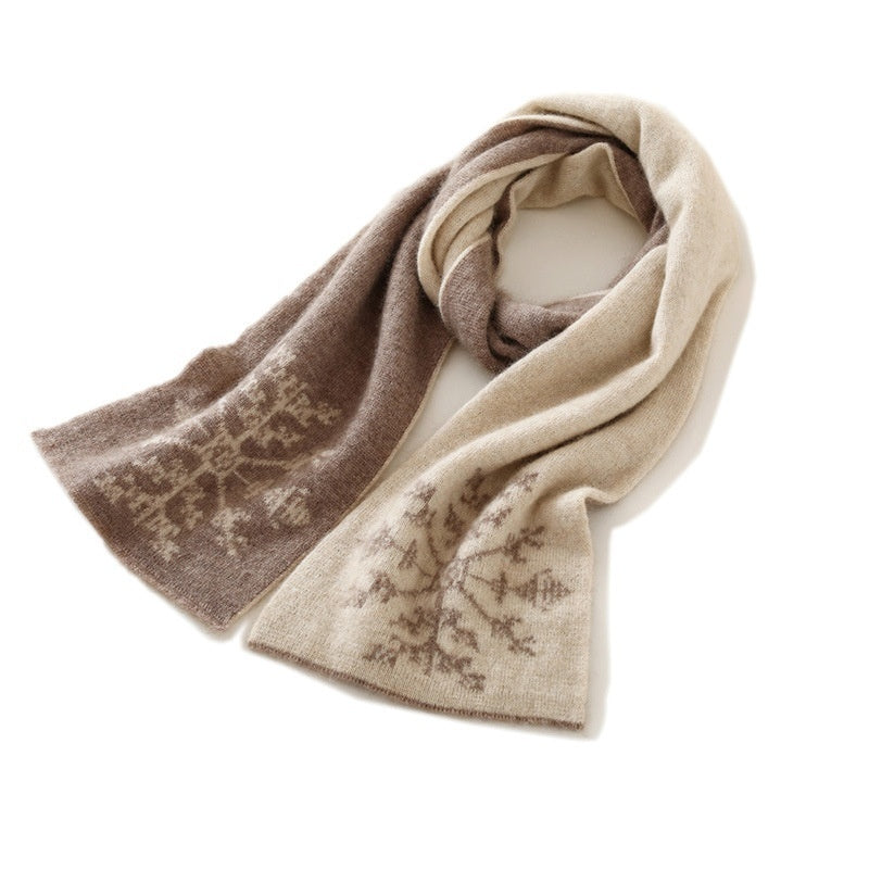 Women's Autumn And Winter Thickening Jacquard Cold-proof Windproof Warm Mid-length Knitted Cashmere Scarf