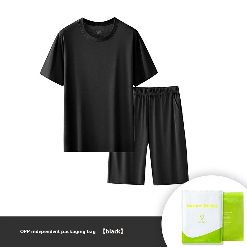 Men's Solid Color Round Neck Short Sleeves Shorts Suit