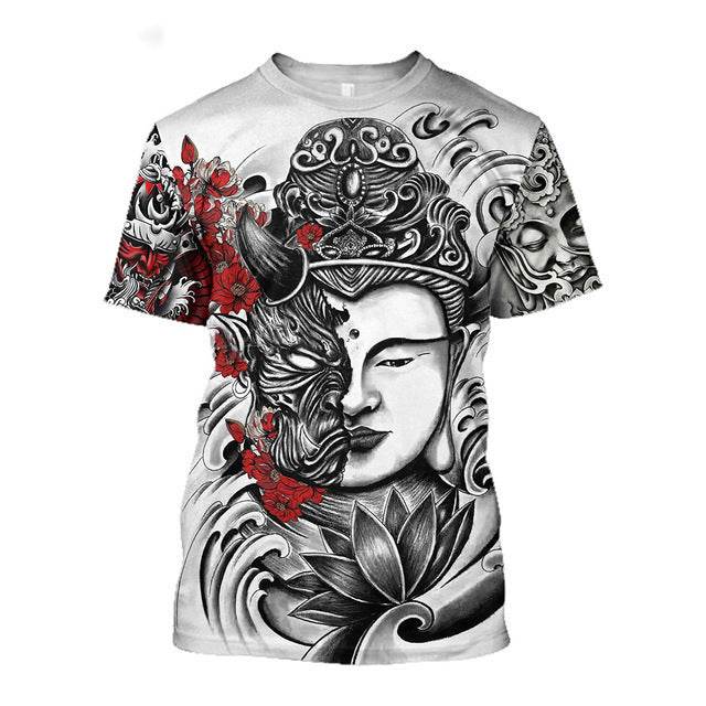3D Men's T-shirt Samurai Printed T-shirt Loose Round Neck - Avalon
