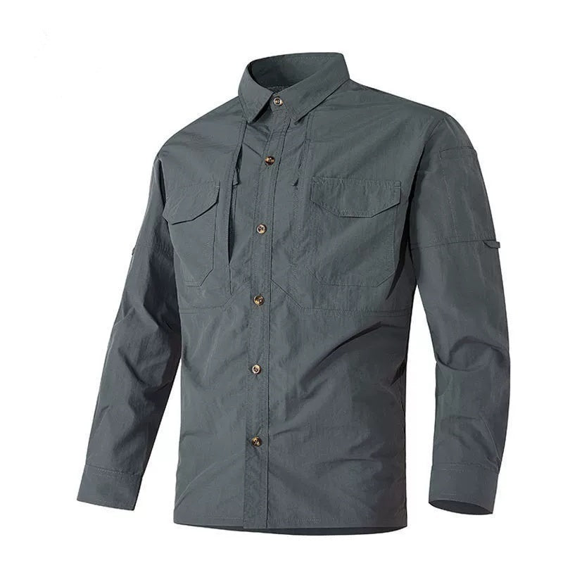 Spring And Autumn Long-sleeved Shirt Men's Multi-pocket Overalls