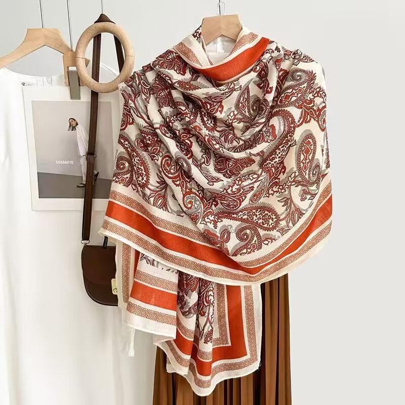 Cotton And Linen Scarf Thin And Silky Shawl Travel Sun-proof Beach Towel For Women