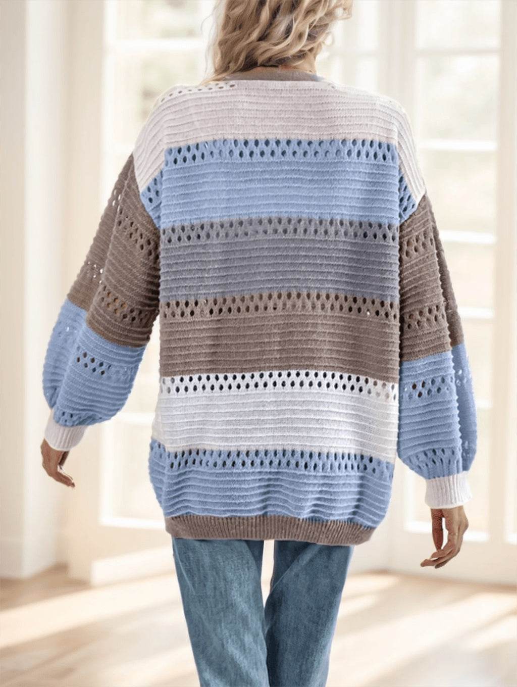 A Multicolored Striped Coat For Ladies - Avalon