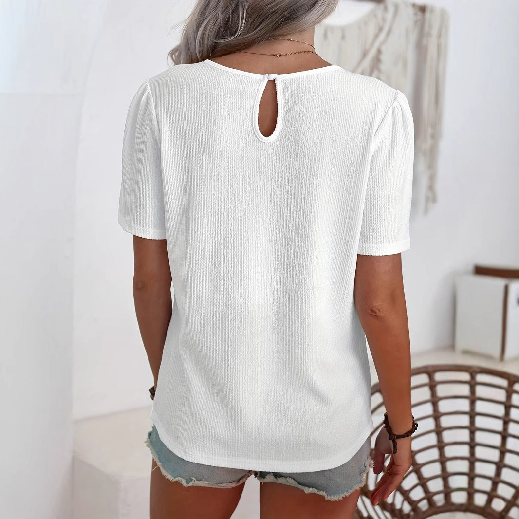 Women's Intellectual Loose White Women's Short Sleeve Loose T-shirt French Top