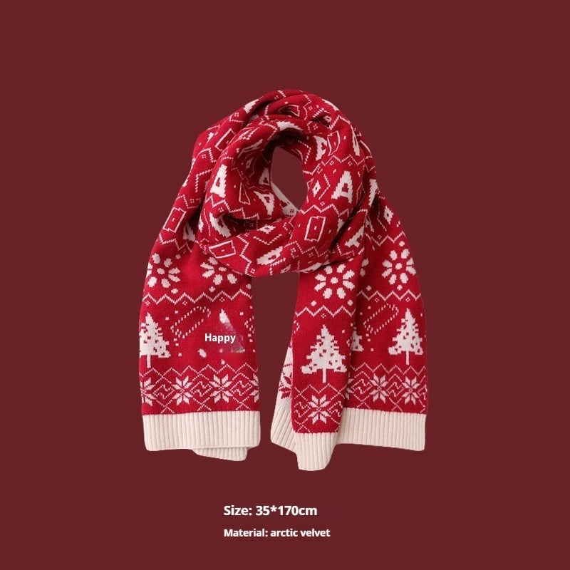 New Year Gift Red Lovers Wild Plaid Warm Wool Scarf