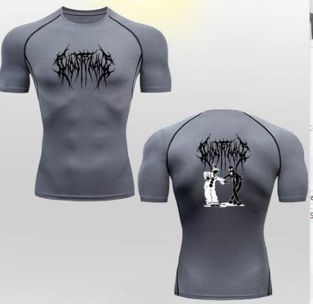 2D Printed Tights T-shirt Quick-drying High Elastic Sports Top Men's Workout Clothes - Avalon