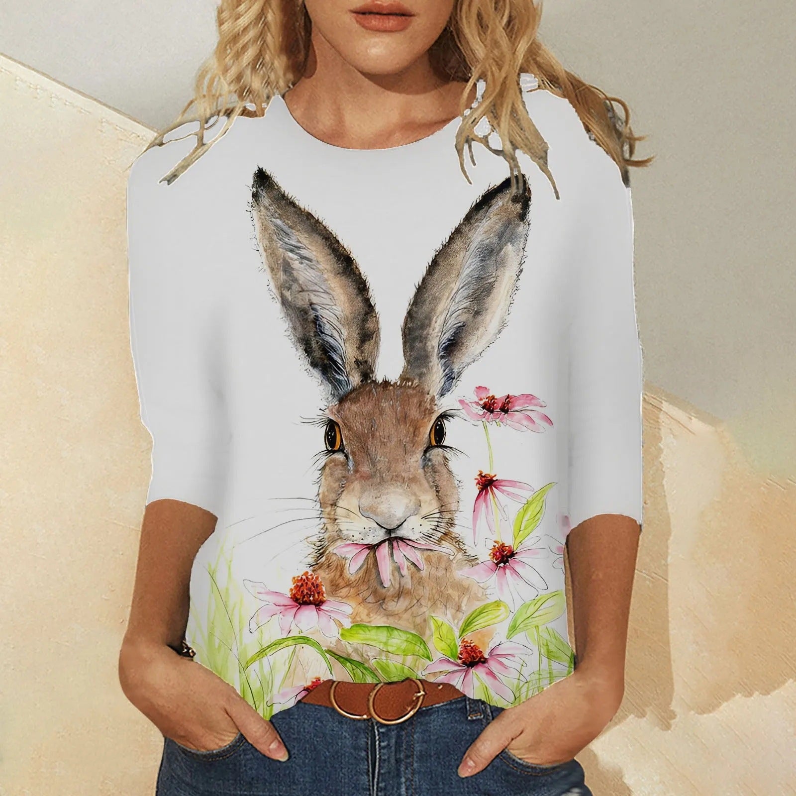 Women's Simple Printed Loose Casual Short Sleeve