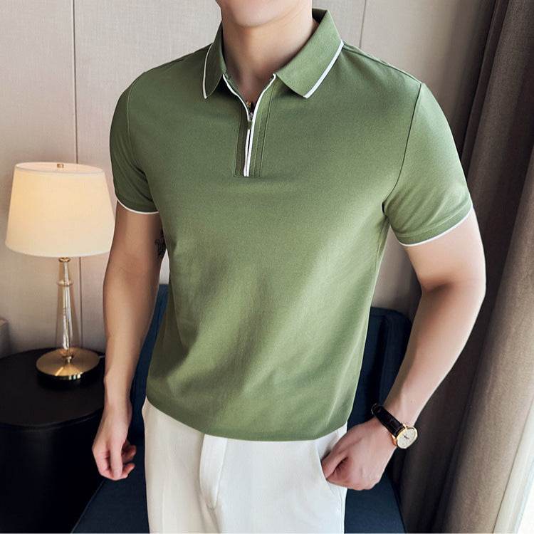 5a Antibacterial Men's Polo Shirt Short Sleeve Zipper And Lapel T-shirt - Avalon