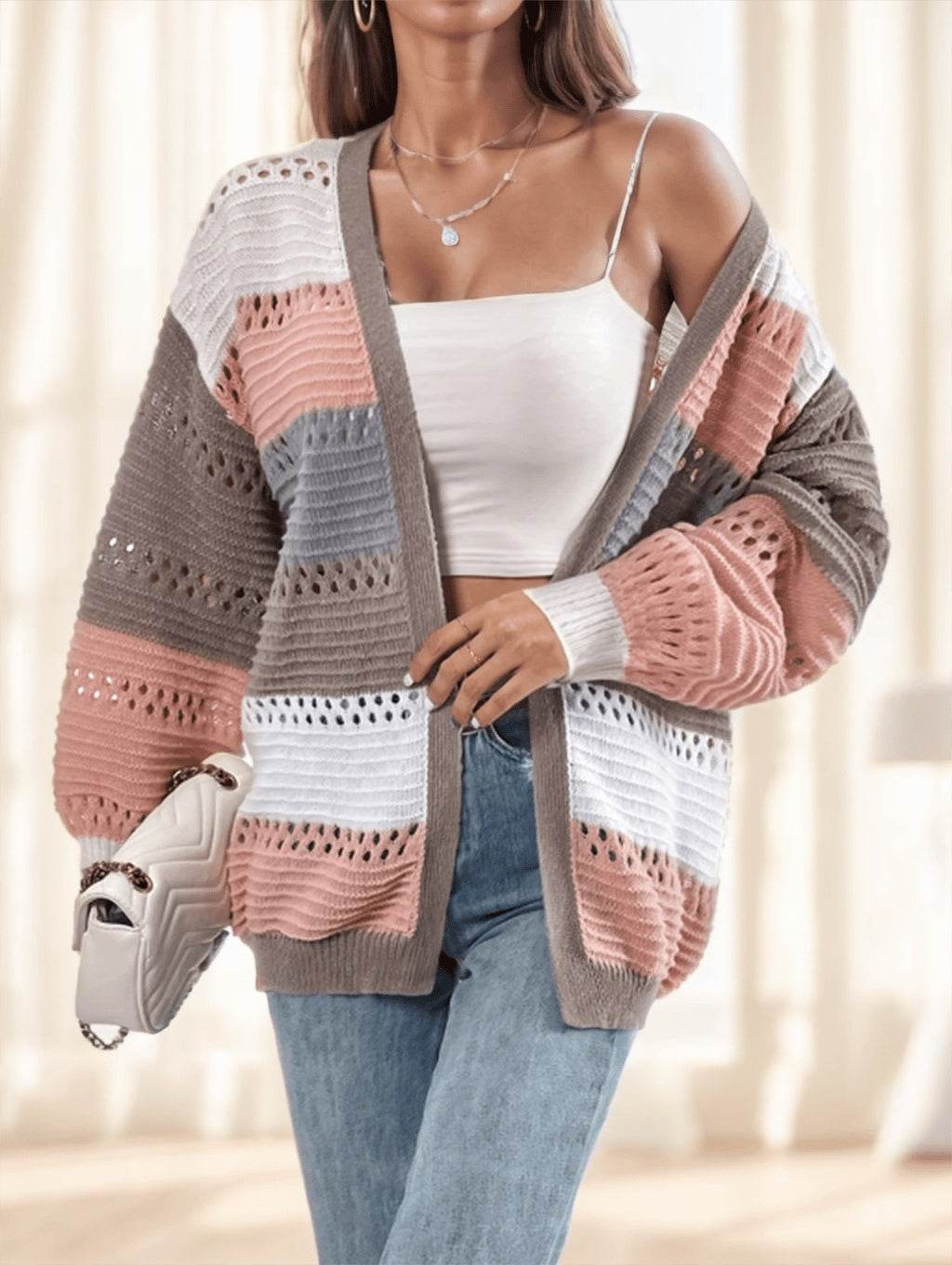 A Multicolored Striped Coat For Ladies - Avalon