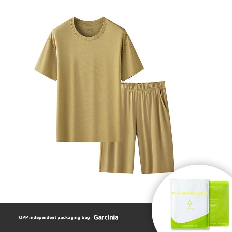 Men's Solid Color Round Neck Short Sleeves Shorts Suit