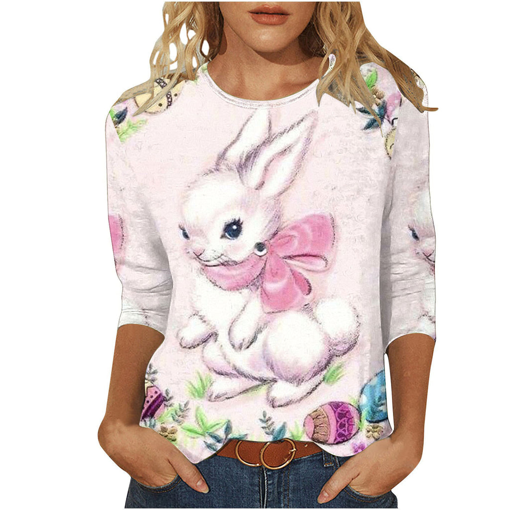 Women's Simple Printed Loose Casual Short Sleeve