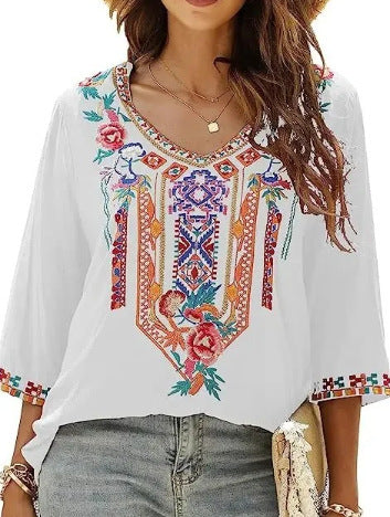 Women's Simple Printed Loose Casual Short Sleeve